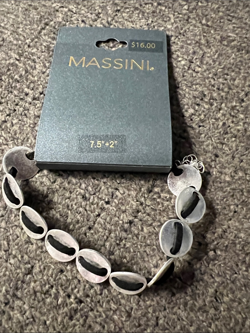 3/$18 Massini Matte Silver Oval Link Bracelet Lot 541